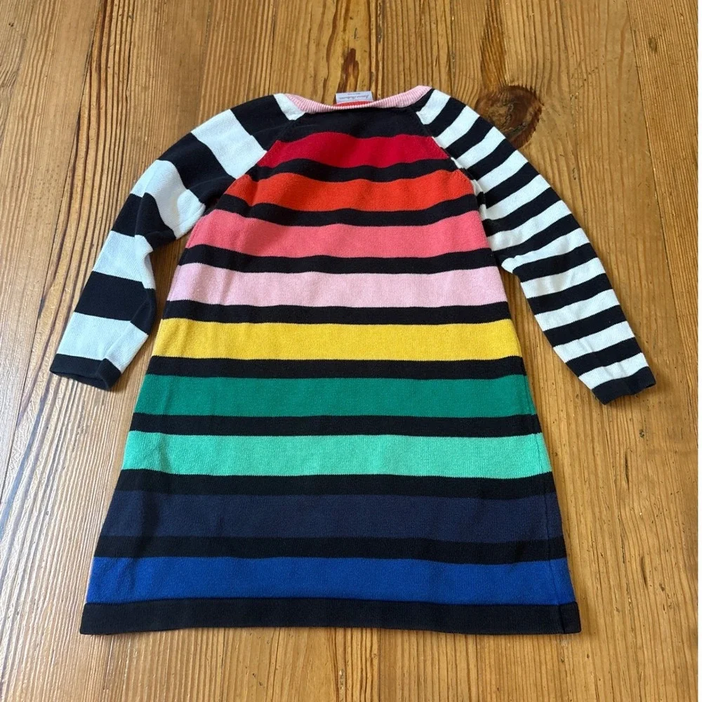 Hanna Andersson Sweater Dress Kids Multicolor Rainbow Striped Knit SIZE 110/5